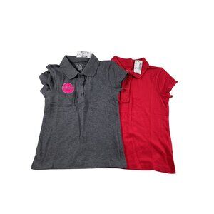 Set Of 2 Childrens Place Girls Polo Shirts Red & Gray Size S School Uniform NWT